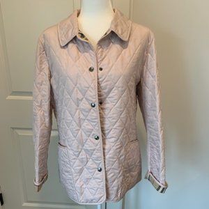 Size M Light Pink Burberry Diamond Quilted Coat